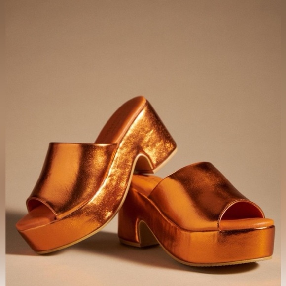 Anthropologie Matisse Terry Platform Sandals in Metallic Orange women’s size 7 - Picture 2 of 8